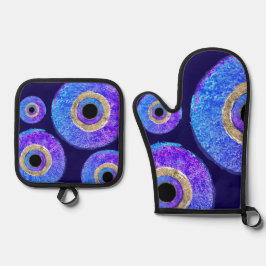 Blue Evil eye protection  鍋つかみ&鍋敷きセット