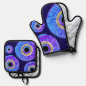 Blue Evil eye protection  鍋つかみ&鍋敷きセット (正面/裏面)