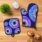 Blue Evil eye protection  鍋つかみ&鍋敷きセット (トップダウン)