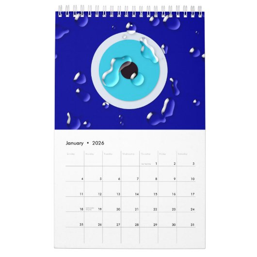 Blue Evil Eye Protective Talisman and Nazar Art カレンダー (1月 2026)