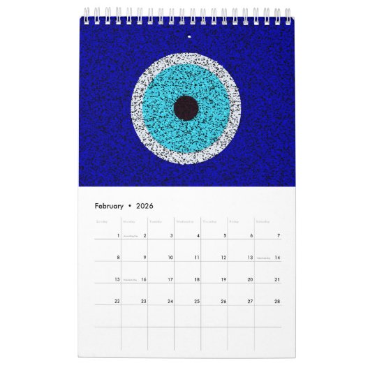 Blue Evil Eye Protective Talisman and Nazar Art カレンダー (2月 2026)