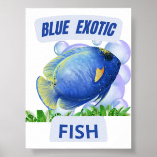 Blue Exotic Fish – Hypnotic Ocean Glow Wall Art ポスター