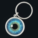 Blue Eye Iris Eyeball Cool Custom Round Keychains キーホルダー<br><div class="desc">Blue Eye Iris – BLEI100 © Sunny Mars Designs. Cool, fun custom printed blue eyeball novely premium round keychain or keyring with a trendy, modern, beautiful, unique, freaky, creepy, weird and twisted graphic illustration of a striking big blue realistic eyeball iris of an eye. Other color eyeball designs are also...</div>
