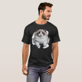 Blue eye Kitten Torn Cloth Himalayan Birman Ragdol Tシャツ (正面フル)