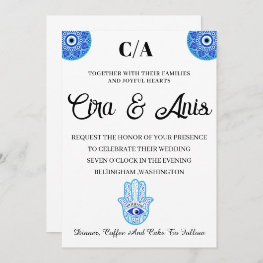 Blue eye Turkish styles Invitation 招待状 (正面/裏面)
