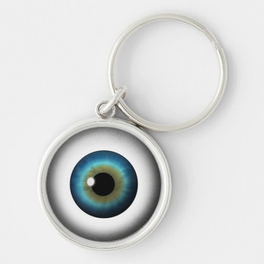 Blue Eyeball Cool Weird Eye Premium Round Keychain キーホルダー (正面)