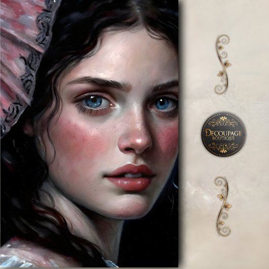 Blue Eyed Beauty in Bonnet Decoupage 薄葉紙