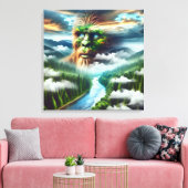 Blue Eyed Bigfoot in the Forest キャンバスプリント (インサイチュ (リビング))