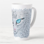 Blue Eyed Fluffy Cat カフェラテマグ (右アングル)