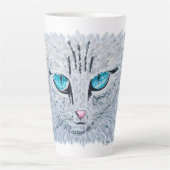 Blue Eyed Fluffy Cat カフェラテマグ (正面)