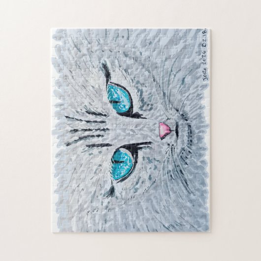Blue Eyed Fluffy Cat ジグソーパズル (縦)