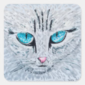 Blue Eyed Fluffy Cat スクエアシール (正面)