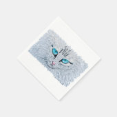 Blue Eyed Fluffy Cat スタンダードカクテルナプキン (角)