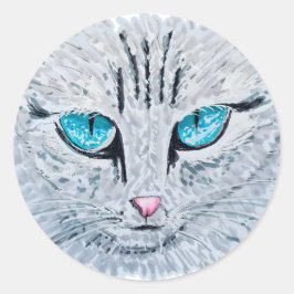Blue Eyed Fluffy Cat ラウンドシール