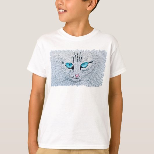 Blue Eyed Fluffy Cat Tシャツ (正面)