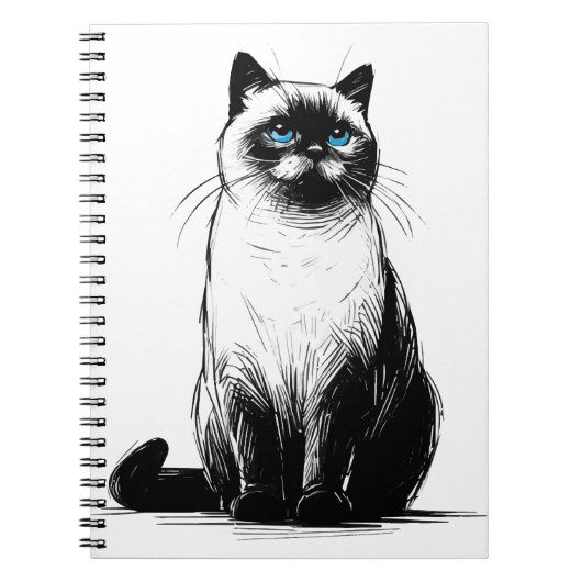 Blue-Eyed Gaze - Siamese Cat ノートブック (正面)