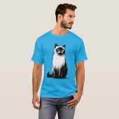Blue-Eyed Gaze - Siamese Cat Tシャツ (正面フル)