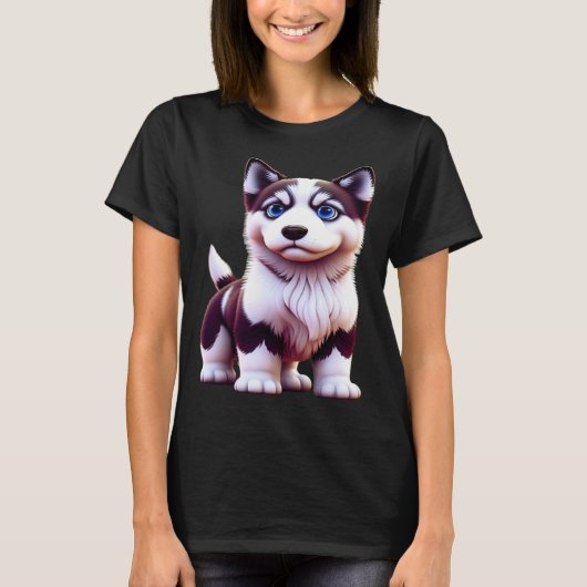 Blue Eyed Husky Puppy Tシャツ (正面)