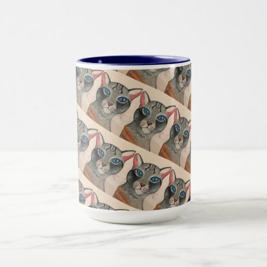 Blue eyed Silver Cat Mug マグカップ (中央)
