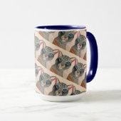 Blue eyed Silver Cat Mug マグカップ (正面右)