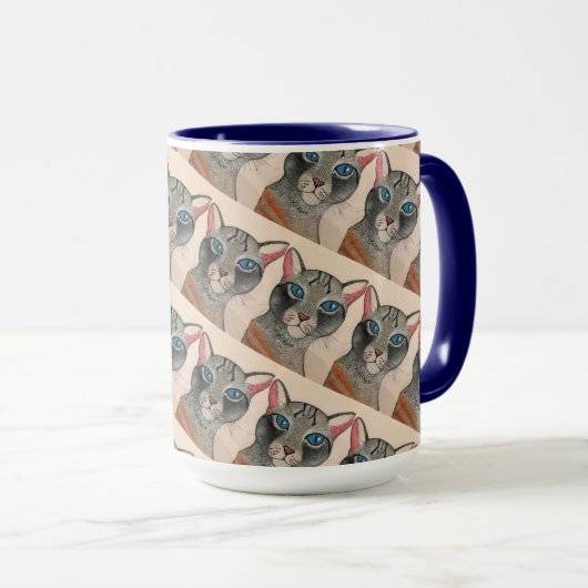 Blue eyed Silver Cat Mug マグカップ (正面右)