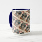 Blue eyed Silver Cat Mug マグカップ (正面左)