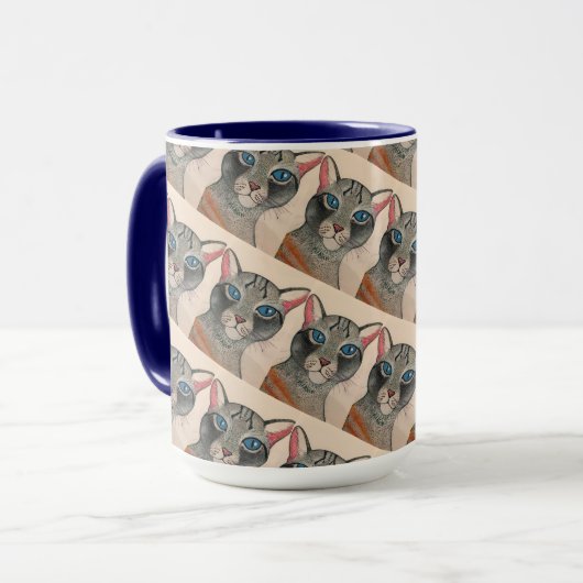Blue eyed Silver Cat Mug マグカップ (正面左)
