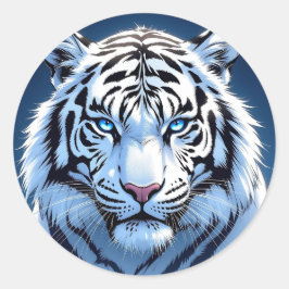 Blue eyed White Tiger ラウンドシール