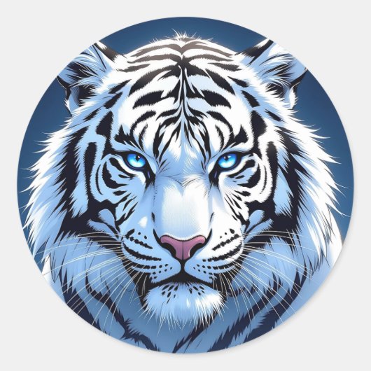 Blue eyed White Tiger ラウンドシール (正面)
