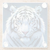Blue eyed White Tiger Ai Art ガラスコースター (裏面)