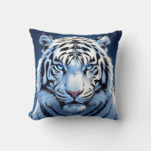 Blue eyed White Tiger Ai Art クッション (正面)