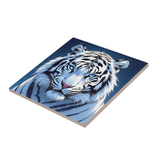 Blue eyed White Tiger Ai Art タイル (側面)