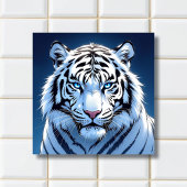 Blue eyed White Tiger Ai Art タイル