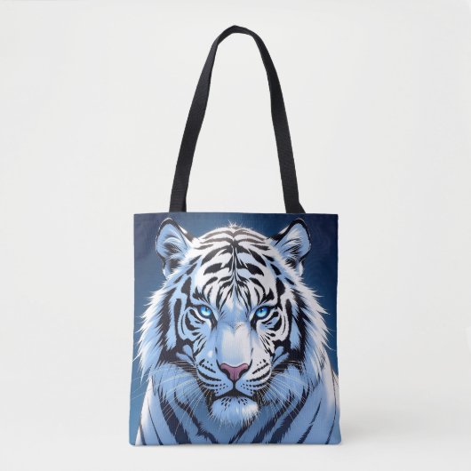 Blue eyed White Tiger Ai Art トートバッグ (正面)
