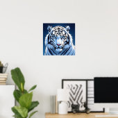 Blue eyed White Tiger Ai Art ポスター (ホームオフィス)