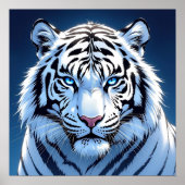 Blue eyed White Tiger Ai Art ポスター (正面)