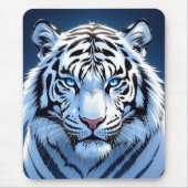 Blue eyed White Tiger Ai Art マウスパッド (正面)