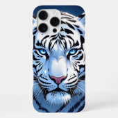 Blue eyed White Tiger Ai Art iPhoneケース (裏面)