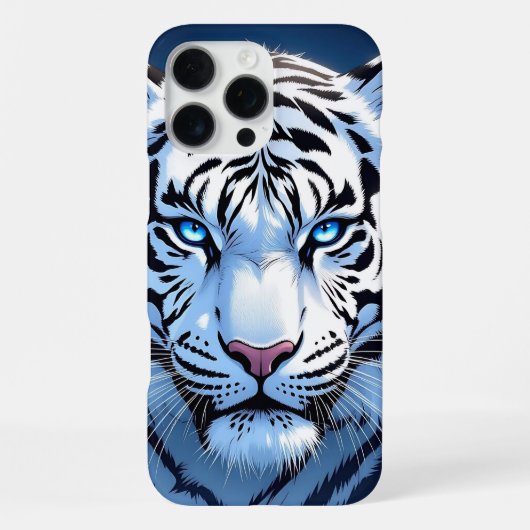 Blue eyed White Tiger Ai Art iPhoneケース (裏面)