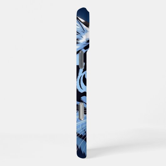 Blue eyed White Tiger Ai Art iPhoneケース (右側面)