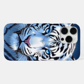 Blue eyed White Tiger Ai Art iPhoneケース (裏面横)