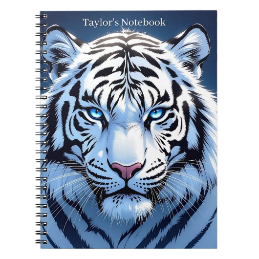 Blue eyed White Tiger Personalized ノートブック (正面)