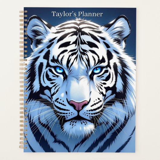Blue eyed White Tiger Personalized プランナー手帳 (正面)