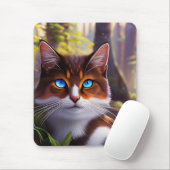Blue Eyes Cat in the4 Forest マウスパッド (マウス)
