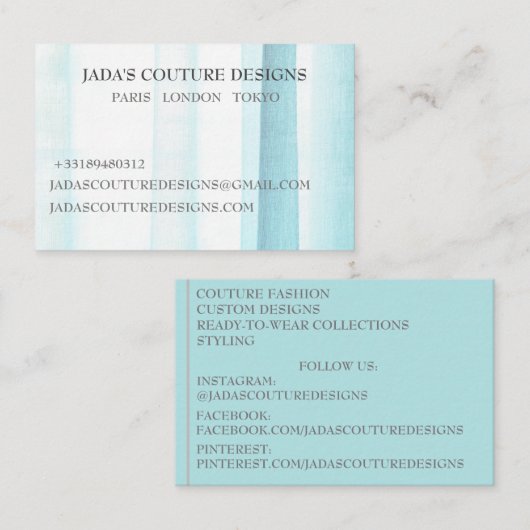 Blue Fabricデザイナーのファッションオートクチュール名刺 名刺 (正面/裏面)
