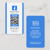 Blue FacebookレビューQRコード付き名刺 名刺 (正面/裏面)