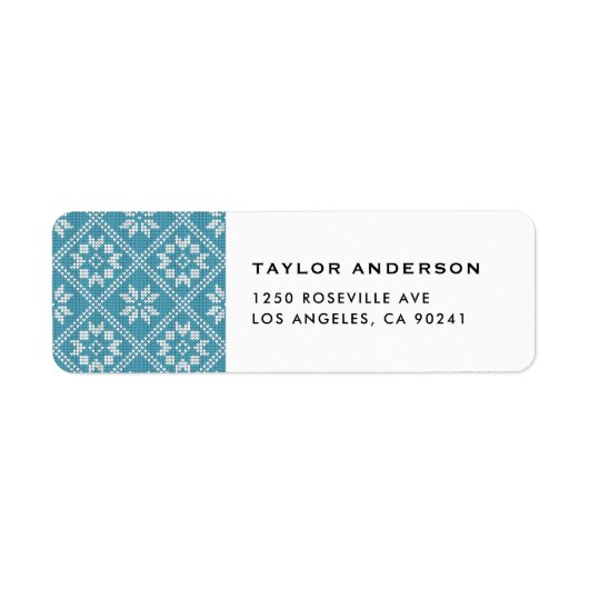 Blue Fair Isle Sweater Knit Pattern Christmas ラベル (正面)