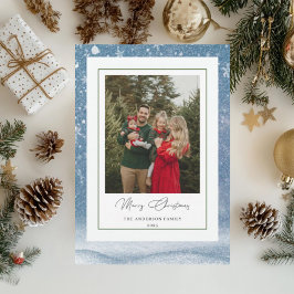 Blue Family Photo Christmas Card シーズンカード