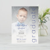 Blue Fancy Vellum Overlay Effect Photo Graduate 招待状 (スタンド正面)