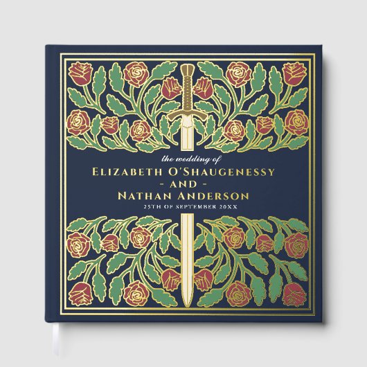 Blue Fantasy Royal Medieval Sword Wedding ゲストブック (正面)